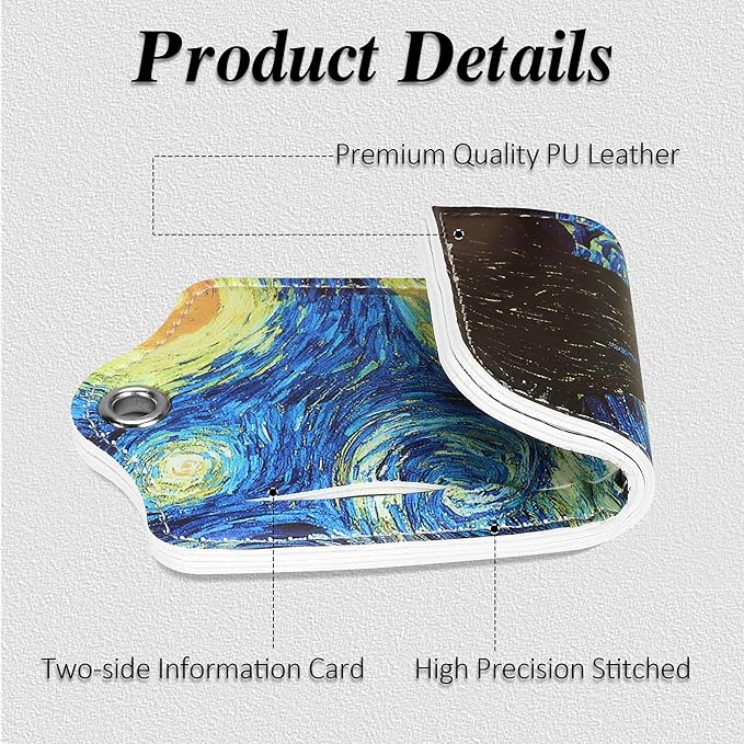 Luggage Tags for Suitcases, 2 Pack Cute PU Leather Luggage Tag TSA Approved with Stainless Steel Loop and Address Card Baggage Tag for Travel&Hotel Stays&Cruise Ships&Shipping and Mailing