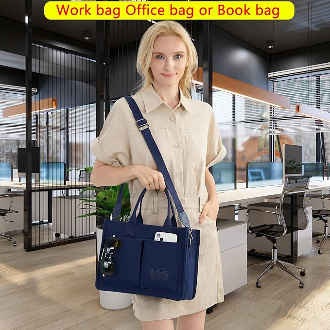 ZHMO Canvas Tote Bag for Women,Women's Bags Crossbody Bags Work Laptop Tote Bag Large Handbags Purse for Travel Nurse Teacher