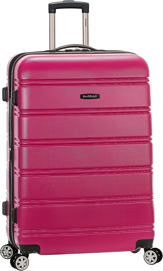 Rockland Melbourne Hardside Expandable Spinner Wheel Luggage, Magenta, Checked Large 28"