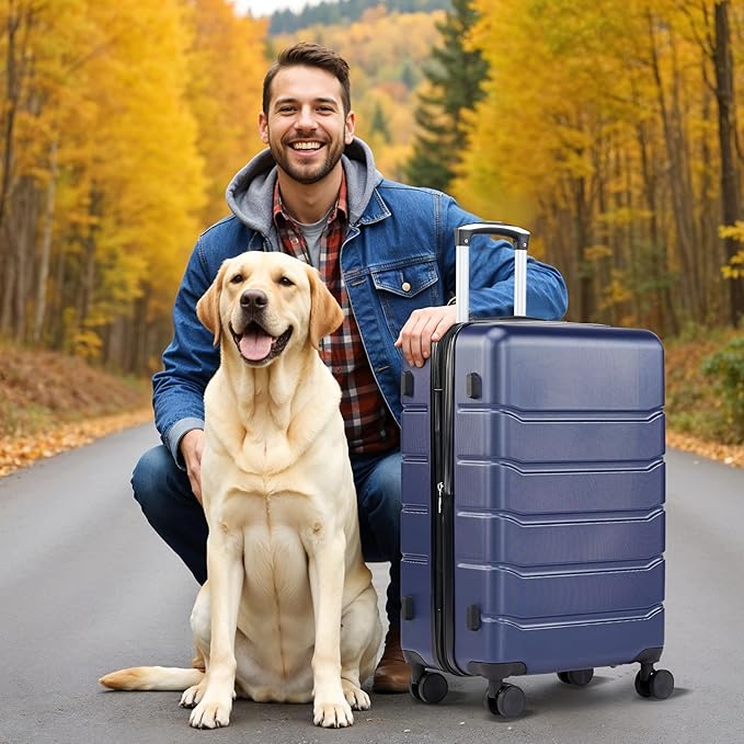 Simple Deluxe 24 Inch Hardside Carry On Luggage, Suitcase with Double Spinner Wheels & TSA Lock, Hard Shell Suitcase, Expandable Rolling Lightweight Luggage, Blue