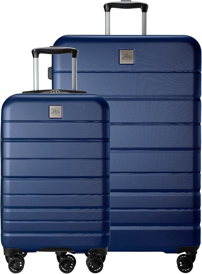 Skyway Epic 2.0 Hardside Lightweight and Durable ABS Shell Luggage, Spacious with 8-Wheel Spinners, Comfort Grip with Telescoping Handle, Men and Women, Royal Blue, 2-Piece Set (20,28)