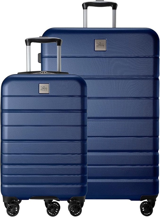 Skyway Epic 2.0 Hardside Lightweight and Durable ABS Shell Luggage, Spacious with 8-Wheel Spinners, Comfort Grip with Telescoping Handle, Men and Women, Royal Blue, 2-Piece Set (20,28)