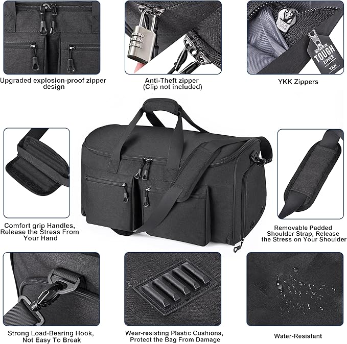 HILOMON Convertible Duffle Bags for Travel Carry On Suit Duffle Bags with Shoulder Strap 2 in 1 Hanging Garment Duffle Bag for Men Women