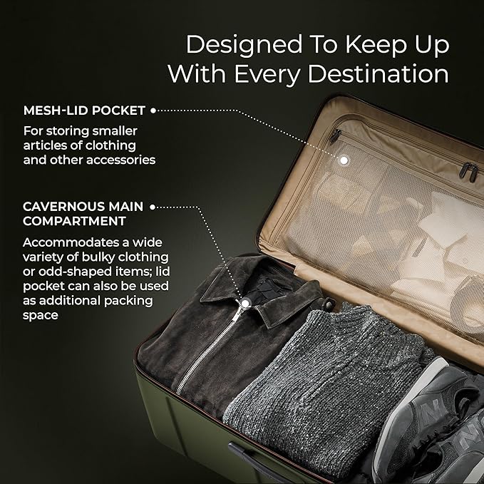 Briggs & Riley 32" Extra Large Trunk Spinner - Checked Luggage for Travel, Suitcases with Wheels, Hardside Rolling Bag for Men & Women, Self-Repairing Zipper - Torq Collection, Hunter Green
