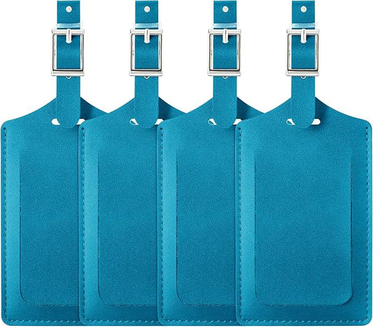 Travelambo Luggage Tags for Suitcases PU Leather Travel Tags Bag Tags Privacy Protection Travel Essentials