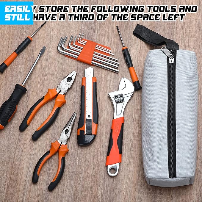 9 Packs Small Tool Pouch Zipper Tool Bags Canvas Waterproof Versatile Hand Zippered Tool Pouches Heavy Duty Multipurpose Zipper Tool Pouch Tote Bag for Organizer Storage (11.8 x 3.9 x 3.9 Inch)