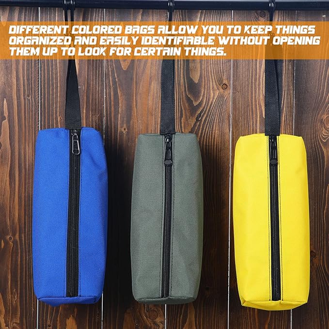 9 Packs Small Tool Pouch Zipper Tool Bags Canvas Waterproof Versatile Hand Zippered Tool Pouches Heavy Duty Multipurpose Zipper Tool Pouch Tote Bag for Organizer Storage (9.8 x 3.3 x 2.7 Inch)