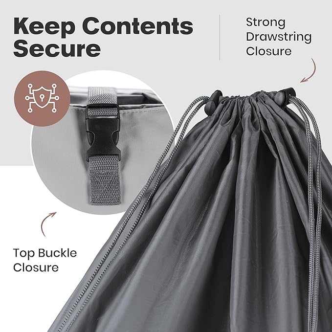 Laundry Backpack - XL Heavy Duty Laundry Bag Holds 3-4 Loads - Adjustable Straps, Drawstring Closure, Pockets & Handles - Durable Hamper for College, Travel & Laundromat - Grey
