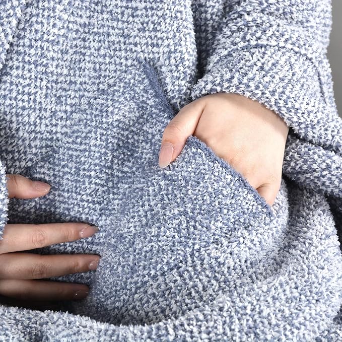 JOOJA Wearable Blanket Super Soft Feather Yarn Blanket Shawl with Pockets Fuzzy Throw Blanket TV Blanket for Adults Teens