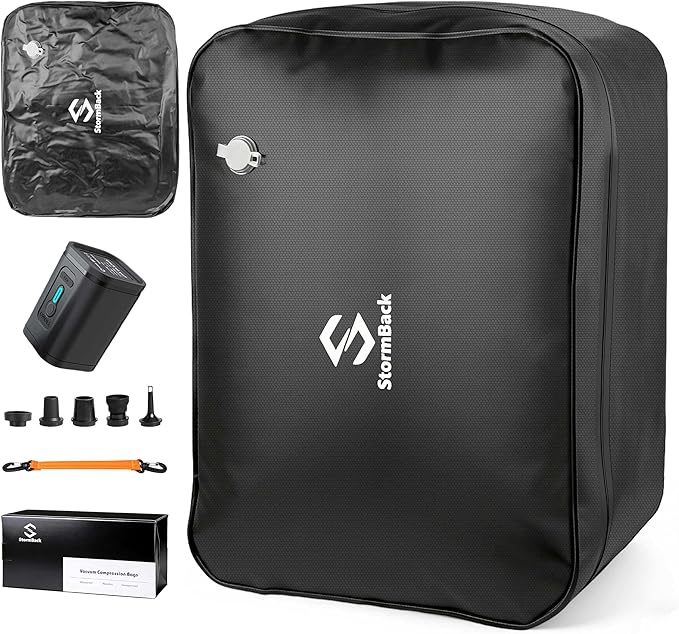 41L Travel Vacuum Bags with Pump, 180° Open,Compression Bags for Travel Luggage, Reusable IP67 Waterproof Vacuum Seal Packing Cubes for Carry On Suitcase and Backpack (1PC + Pump)