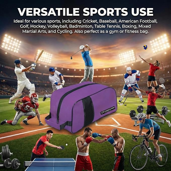 Waterproof Sports Boot/Shoe/Travel Bag for Football Cricket Rugby Golf Toiletry Gym for Boy/Girl Men/Women (Purple)