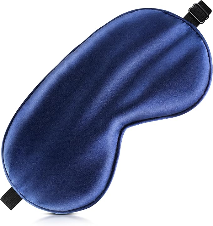 Sleep Mask Silk Eye Mask for Men Sleeping Mask, Adjustable Elastic Strap for Night Shading Sleep Mask, Soft and Comfortable for Both Men and Women (Dark Blue)