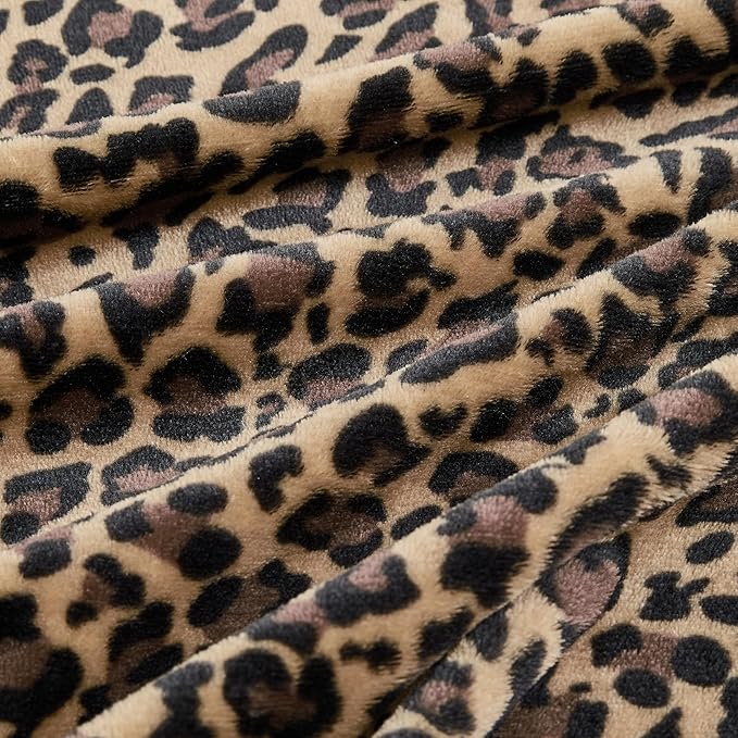 Leopard Print Blanket Fleece Throw for Bed Sofa Travel and Camping, Super Soft Cozy Fluffy Plush Cheetah Print Blanket for All Seasons 60"x80" (Mocha Brown)