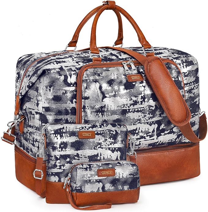 Travel Weekender Bag for Women, 21" Overnight Bag with Shoe Compartment 50L Large Travel Duffel Bag Carry On Tote for Weekend, Overnight, Business Trips, Water Resistant