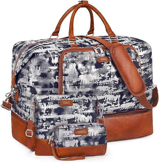 Travel Weekender Bag for Women, 21" Overnight Bag with Shoe Compartment 50L Large Travel Duffel Bag Carry On Tote for Weekend, Overnight, Business Trips, Water Resistant