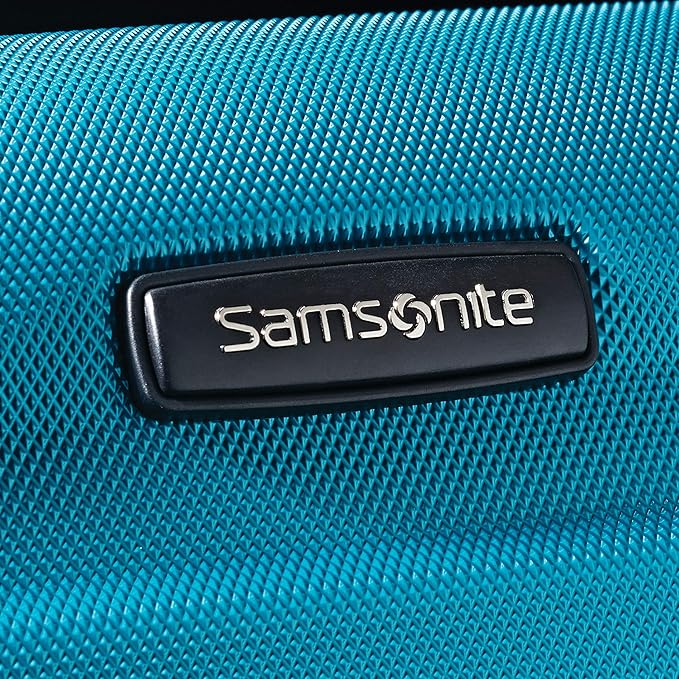 Samsonite Omni PC Hardside Expandable Luggage with Spinner Wheels, Caribbean Blue, Checked-Large 28-Inch