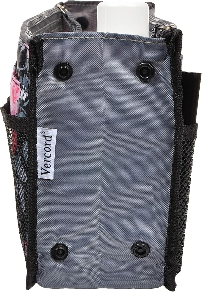 Vercord Purse Organizer Insert for Handbags Bag Organizers Inside Tote Pocketbook Women Nurse Nylon 13 Pockets Peony Flowers Medium