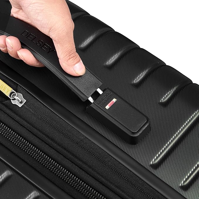 DELSEY PARIS Cruise 3.0 Hardside Expandable Luggage with Spinner Wheels, Black, Checked-Large 28 Inch