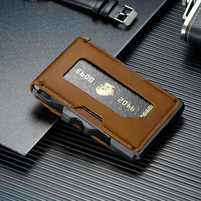 furid Genuine Leather Wallet for Men: Slim RFID Minimalist Wallets with Money Clip - Smart Pop Up Credit Card Holder for Front Pocket - Gifts for Husband Father on Birthday Anniversary