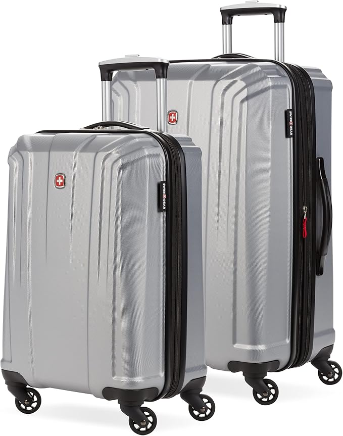 SwissGear 3750 Hardside Luggage with Spinner Wheels, Silver, 2-Piece Set (18.5/23)