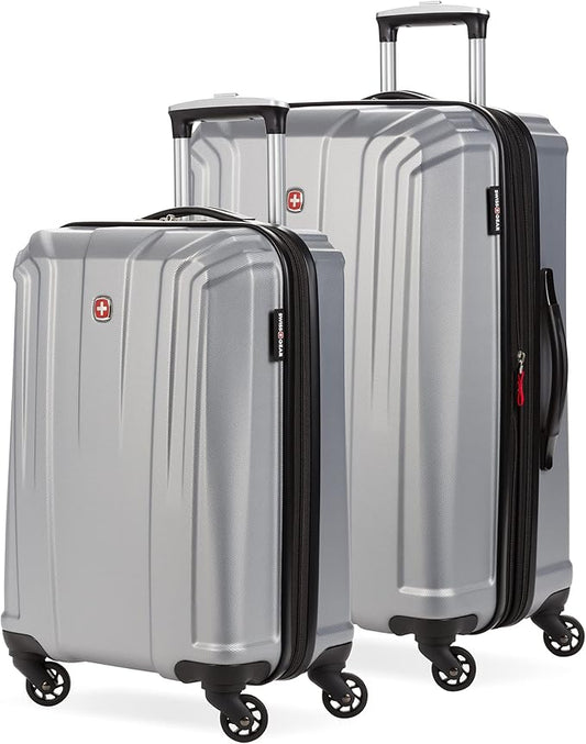 SwissGear 3750 Hardside Luggage with Spinner Wheels, Silver, 2-Piece Set (18.5/23)
