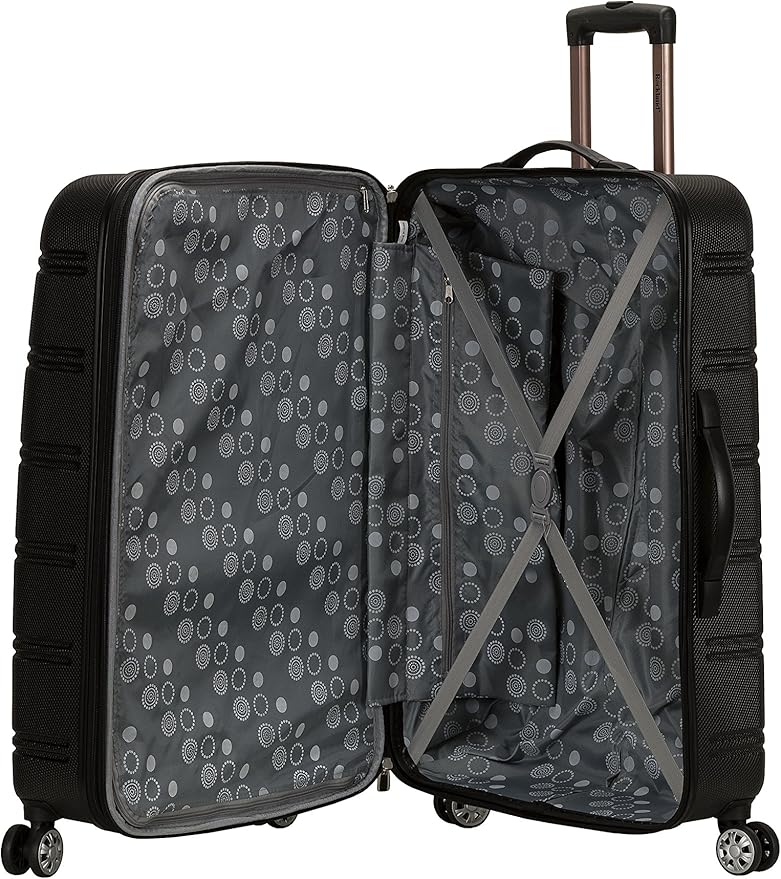 Rockland Melbourne Hardside Expandable Spinner Wheel Luggage, Black, Checked Large 28"