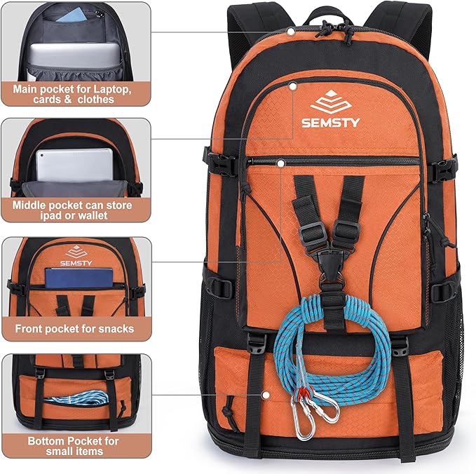 40L/50L Expandable Hiking Backpack for Men and Women, Travel Camping Backpack Flight Approved