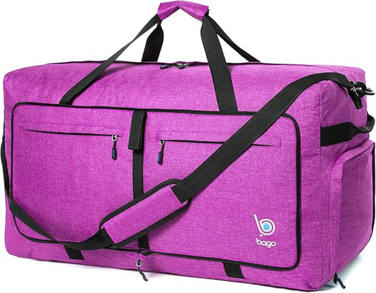 Bago Large Duffle Bag for Travel Women & Men. Durable Lightweight Foldable Travel Duffel Bags For Traveling Women. 100L Duffle Bags for Overnight Bag With Shoe Compartment Collapsible Weekender duffel