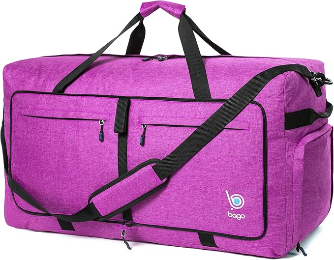 Bago Extra Large Duffle Bag for Travel Women & Men. Durable, Lightweight, Foldable Travel Duffel Bags For Traveling Women. 120L Duffle Bags Use As a Weekender Bag with Shoe Compartment, Checked Duffel