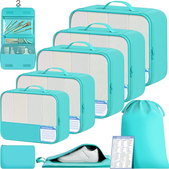 BAGAIL 9 Set Packing Cubes with Packing List Luggage Packing Organizers for Travel Accessories