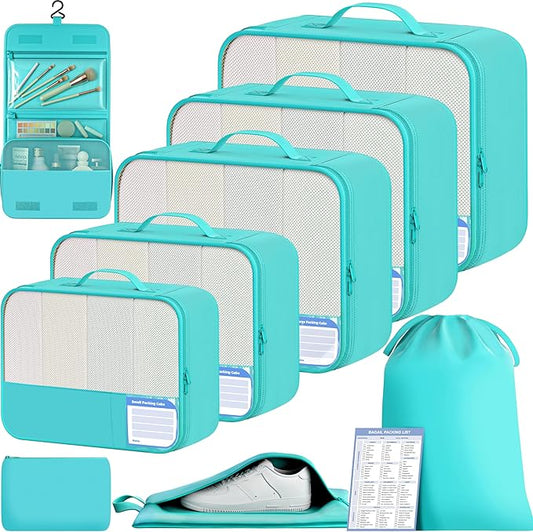 BAGAIL 9 Set Packing Cubes with Packing List Luggage Packing Organizers for Travel Accessories