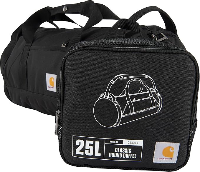 Carhartt Classic Round Duffel with Utility Pouch, Heavy-Duty, Water-Resistant Packable Gear Bag for Jobsite, Gym, and Travel