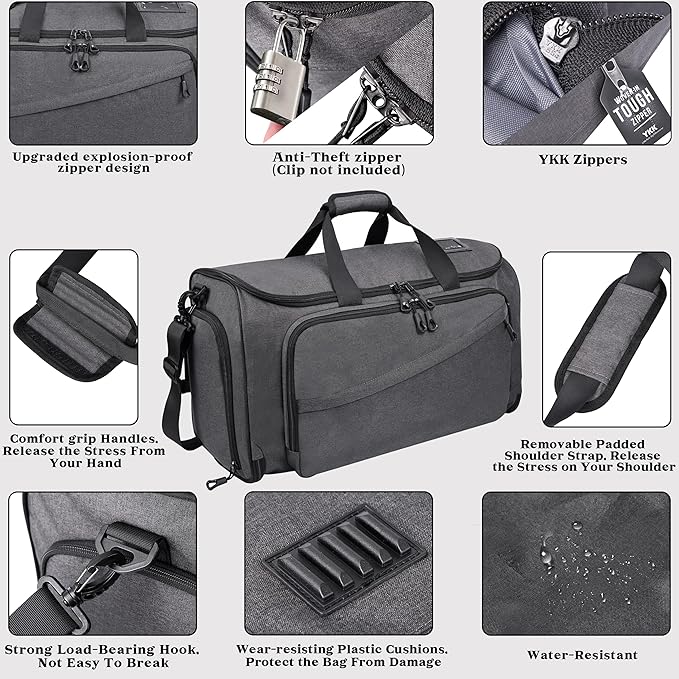 HILOMON Travel Garment Duffle Bag with Laptop Compartment, RFID Blocking Convertible Suit Bag Name Tap Pocket Carry On 2 in 1 Hanging Suit Travel Duffel Work Pouch