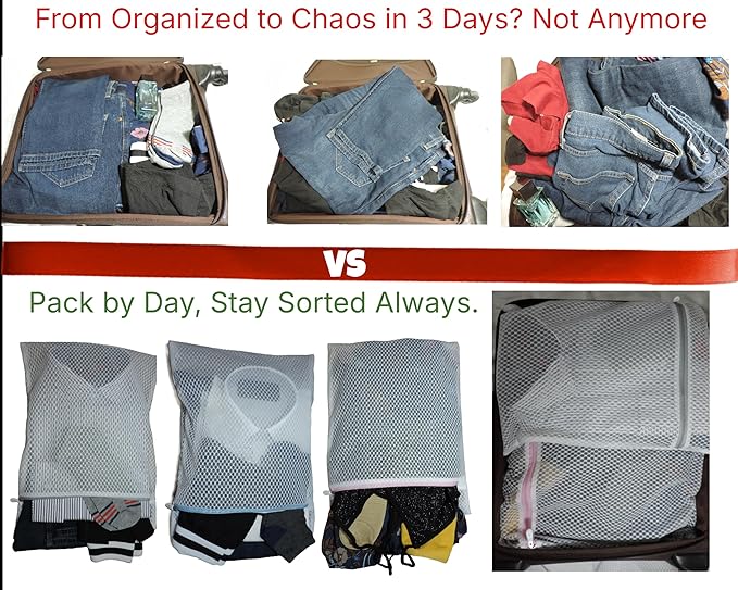 Mesh Laundry Bags for Delicates – 3 Pack (12”×16”) with Color-Coded Zippers, Protects Clothes from Damage, Breathable Honeycomb Mesh, Washer & Dryer Safe bags - Ideal for Bras, Lingerie & Socks