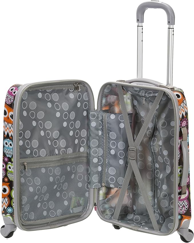 Rockland Departure Hardside Spinner Wheel Luggage, Owl, 2-Piece Set (20/28)