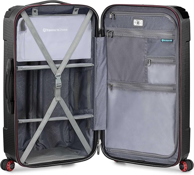Traveler's Choice Maxporter II Polycarbonate Hardside Trunk with Spinner Wheels, Black, 28-Inch Medium Trunk