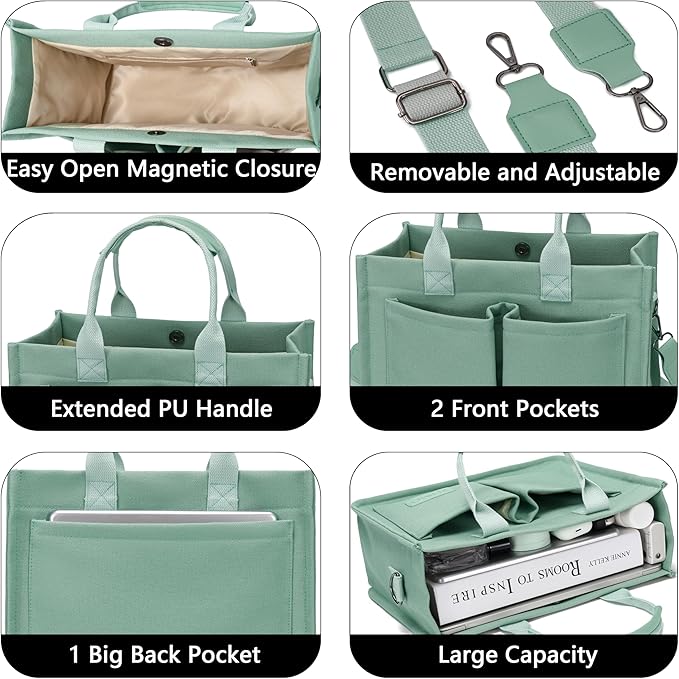 ZHMO Canvas Tote Bag for Women,Women's Bags Crossbody Bags Work Laptop Tote Bag Large Handbags Purse for Travel Nurse Teacher