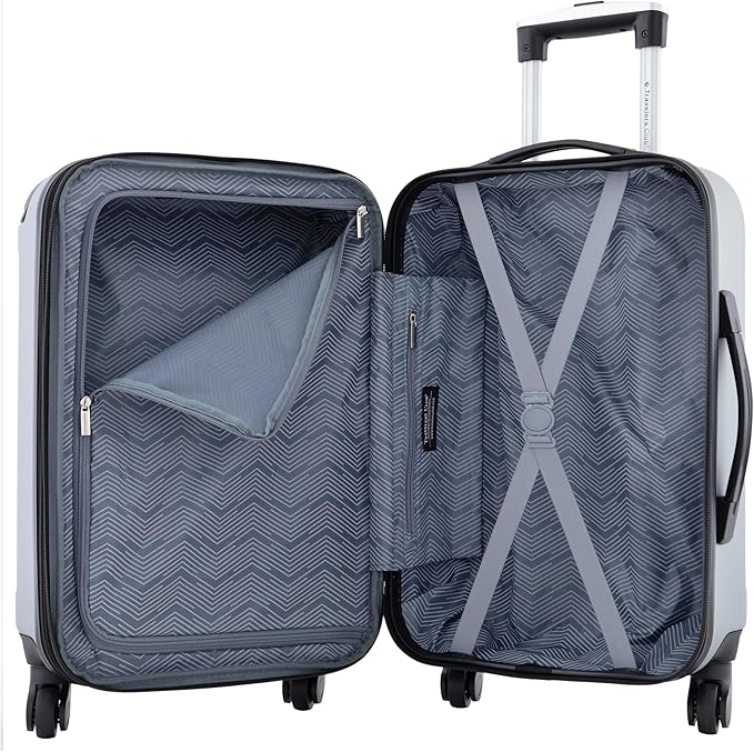 Travelers Club Chicago Hardside Expandable Spinner Luggage, Silver, 22" Carry-On