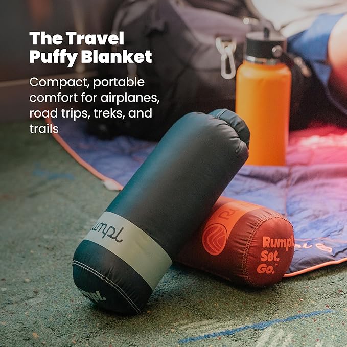 Rumpl Travel Puffy Blanket, Ultra-Packable Travel-Size Warmth and Comfort, Horizon Fade