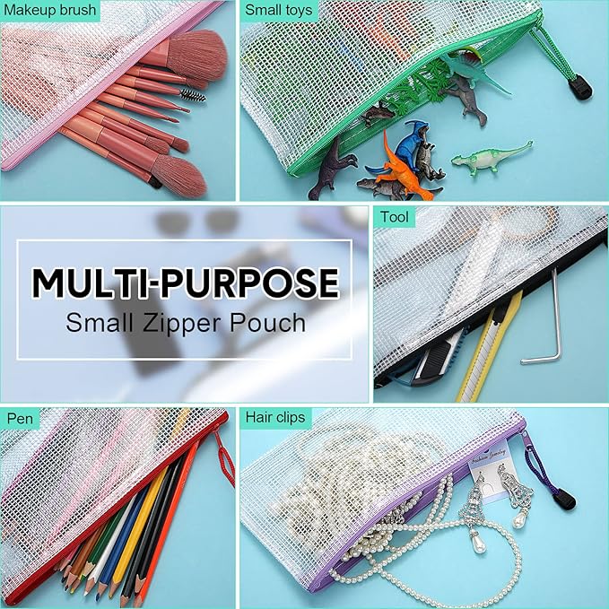 Harloon 150 Pack Pencil Pouch Bulk Gifts Back to School Mesh Zipper Pencil Cases 9.5 x 4.5 Inch Small Clear Holder Storage Multipurpose Cosmetics Toiletry Bags for Office Bill Travel(10 Colors)
