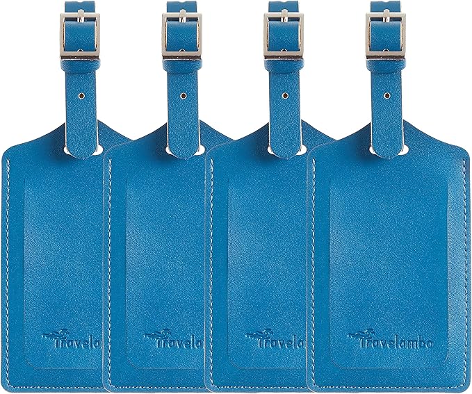 Travelambo Luggage Tags for Suitcases PU Leather Travel Tags Bag Tags Privacy Protection Travel Essentials