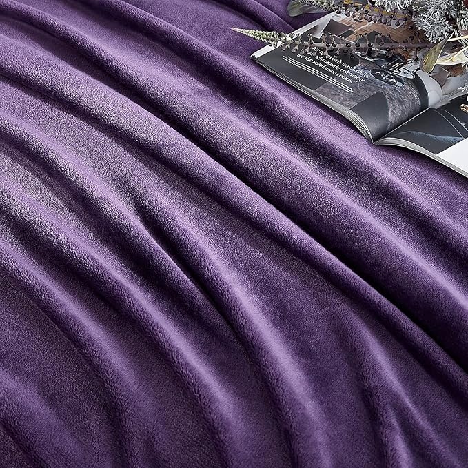 Hansleep Fleece Purple Throw XL Blanket, Super Soft Flannel Fuzzy, Plush Cozy Blanket for All Seasons, Purple, Throw XL 50x70 Inches