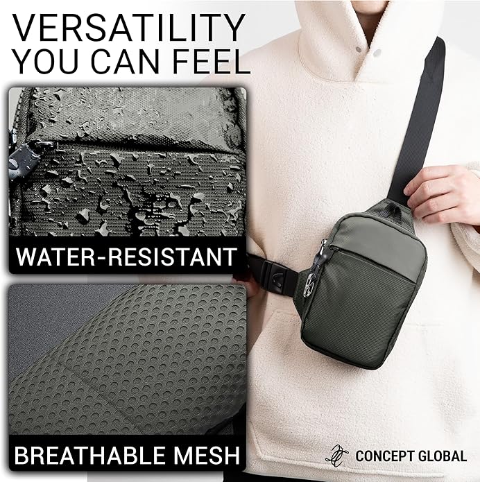 Travel Sling Bag for Men & Women - Water Resistant Crossbody Multipocket Chest Bag with Anti-Theft & RFID
