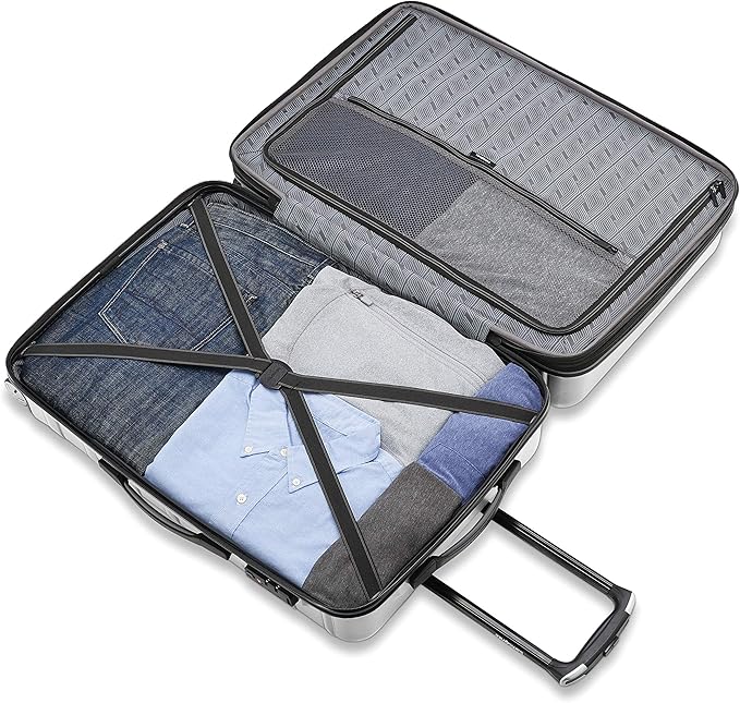 Samsonite Omni 2 Hardside 2 Piece Set - Includes Global Carry-On & Large Checked Suitcases - 360° Dual Spinner Wheels - Integrated TSA Lock & Expansion - Amazon Exclusive - Arctic Silver