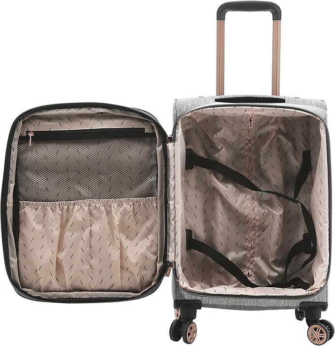 kensie Hudson Softside 3-Piece Spinner Luggage Set, Heather Gray