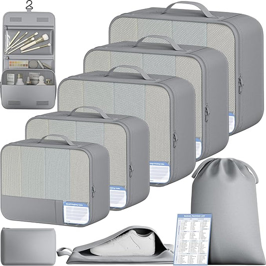 BAGAIL 9 Set Packing Cubes with Packing List Luggage Packing Organizers for Travel Accessories