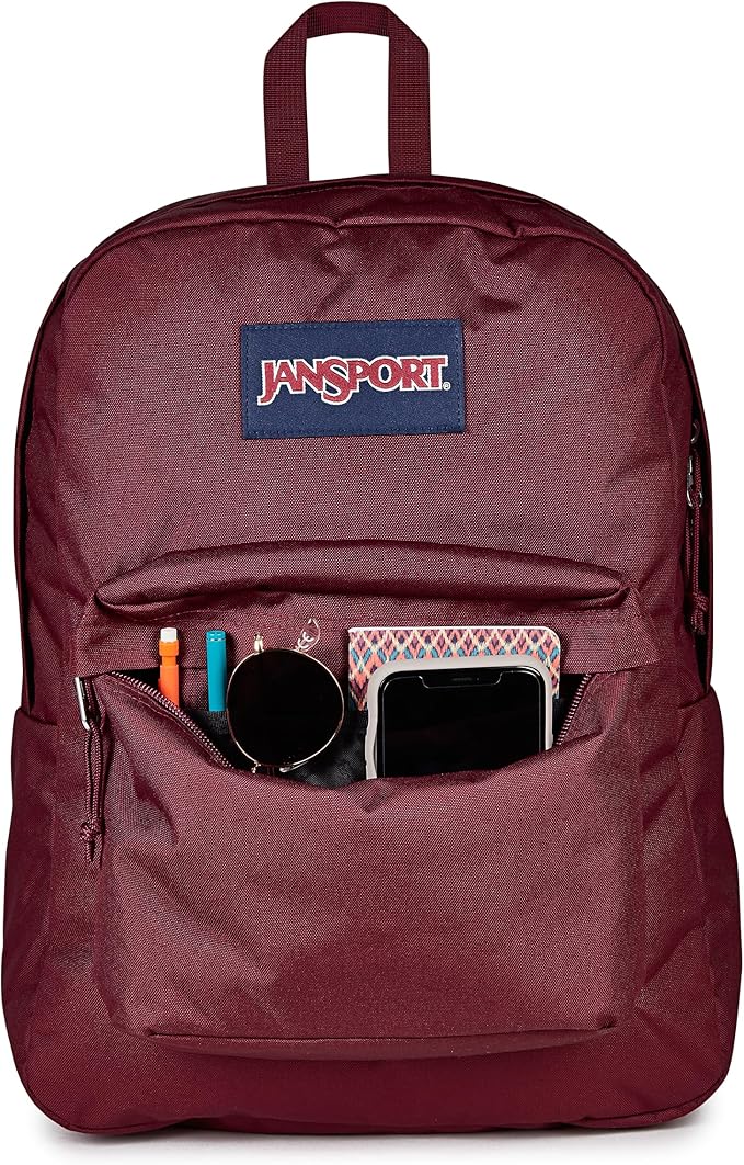 JanSport SuperBreak One Backpack - Durable, Lightweight Bag with 1 Main Compartment, Front Utility Pocket with Built-in Organizer, Premium Backpack, Cherry Lacquer