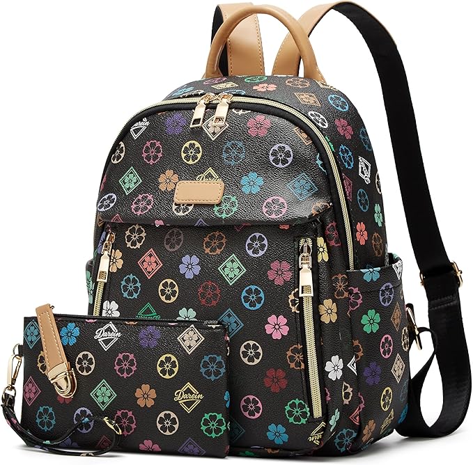 Makes Mini Backpack for Women, Stylish Daypack Purse Handbag Small Casual Daily Travel Bag, Lady Girls Gifts for Work School, 2pcs Sets