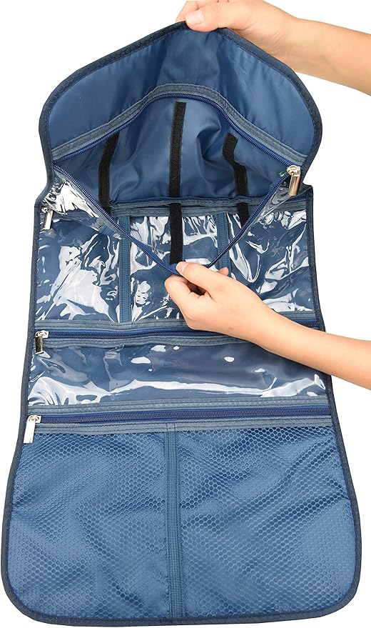 Freegrace Premium Hanging Toiletry Bag for Travel - Cosmetic, Jewelry, Toiletry, Makeup & Accessory Storage Organizer Bag, Large Size for Women & Men