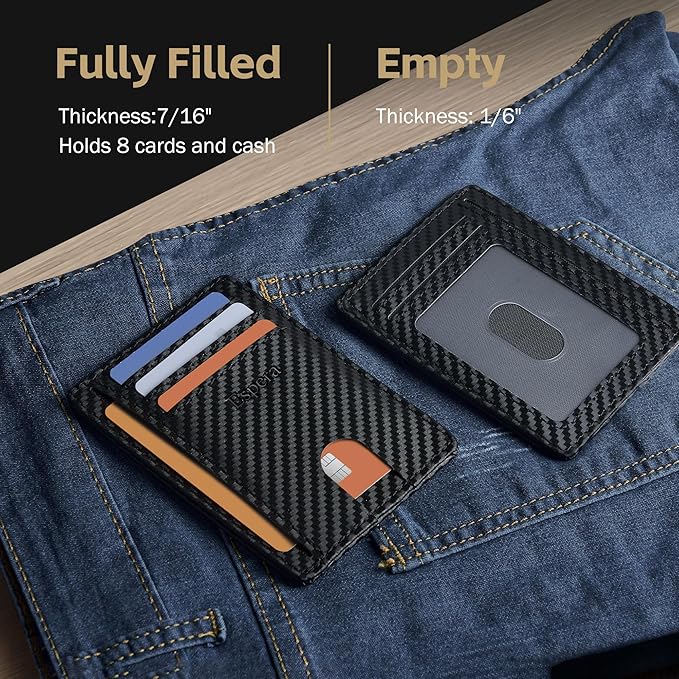 Espera Slim Minimalist Front Pocket Wallet for Men, RFID Blocking Credit Card Holder, Thin Travel ID Card Case, Gifts for Men